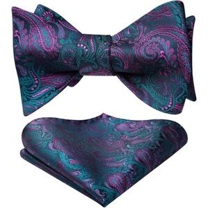 Bow Ties for Men Paisley Bowties Mens Self Tie Bow Tie and Pocket square NEW